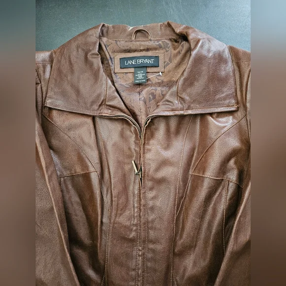 NWOT - Leather Lane Bryant Brown Biker Jacket - Size 14/16 - Vintage - Picture 5 of 9